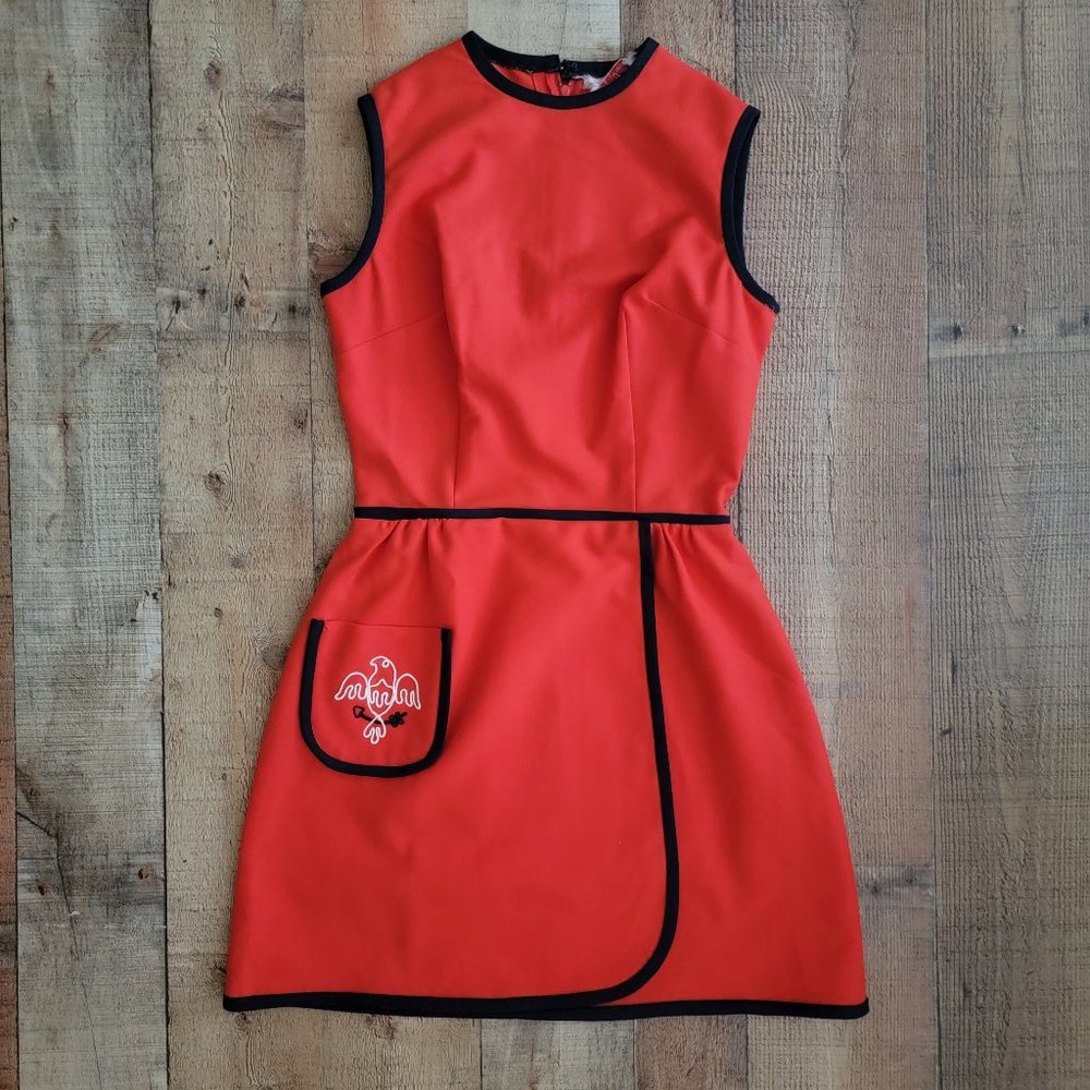 Jerell of Texas Vintage Orange and Navy Sleeveless Vintage Midi Dress